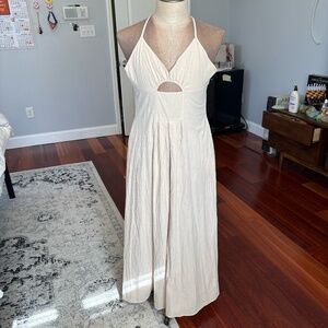 Boho Cream/Ivory Cutout Keyhole Maxi Dress